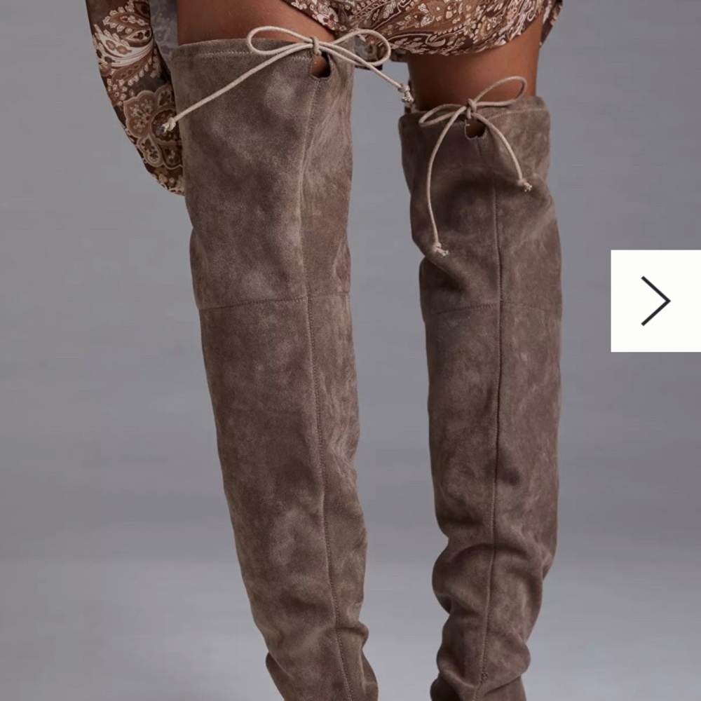 OVER THE KNEE BOOTS MICROSUEDE HEEL BROWN SIZE 10 - Picture 5 of 8